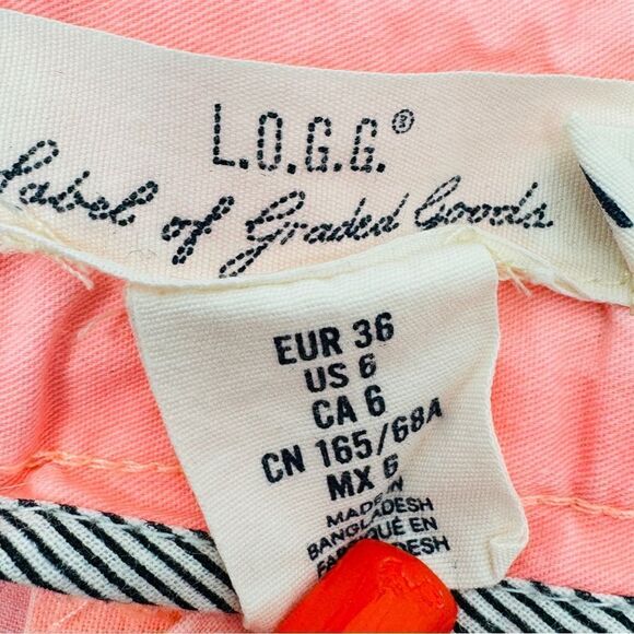 H&M Twill Cuffed Chino Bermuda Shorts Neon Coral Size 6 Stretch - Picture 8 of 12